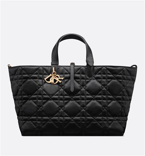 dior large dior toujours bag black macrocannage calfskin